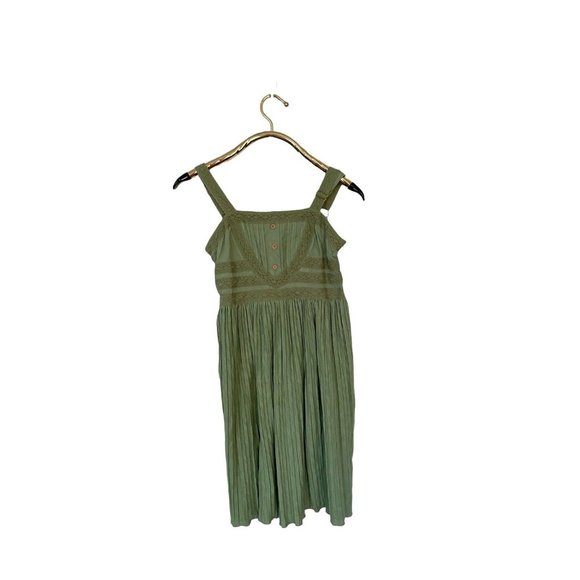 Matilda Jane Joanna Gaines Grassroots Dress XS Green Boho Lace Wood Button Pleat - Picture 1 of 2